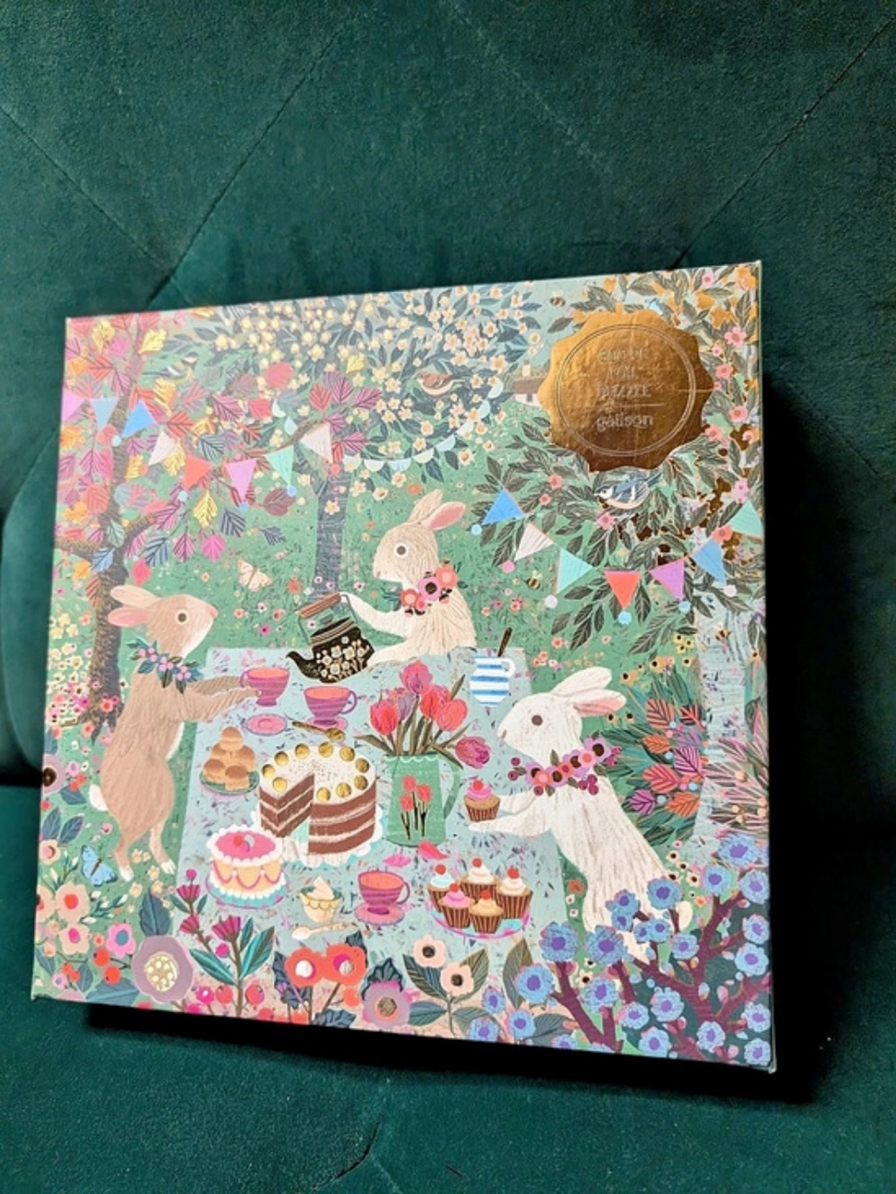 🧩 Galison Spring Tea Party 500-Piece Foil Jigsaw Puzzle ALL PIECES PRESENT